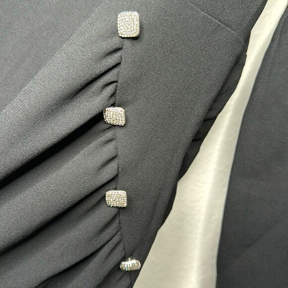 BA&SH Viki Roundneck Embellished Trim Mini Dress Black Size US 6 - Picture 5 of 8